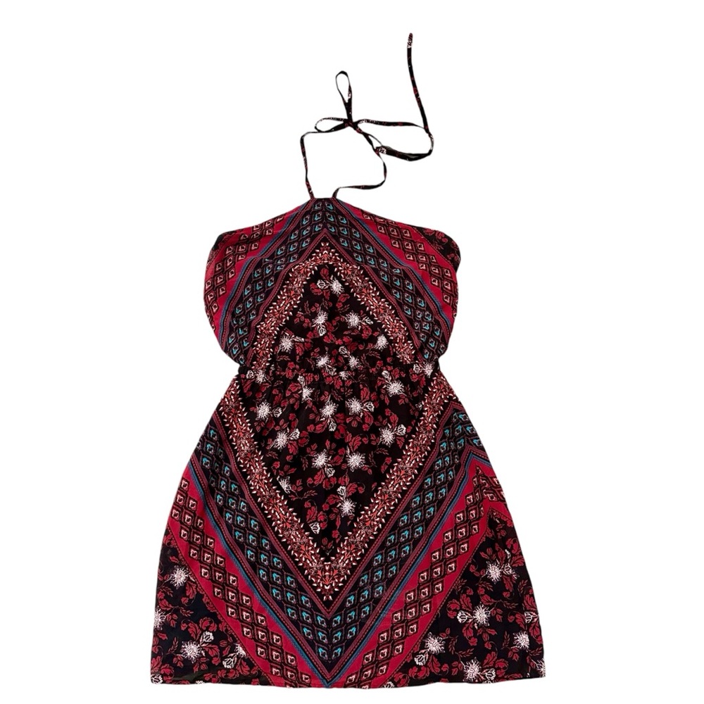 Boho Tribal Patterned Halter Mini Dress w/ Slip | Express | Small - Picture 2 of 7